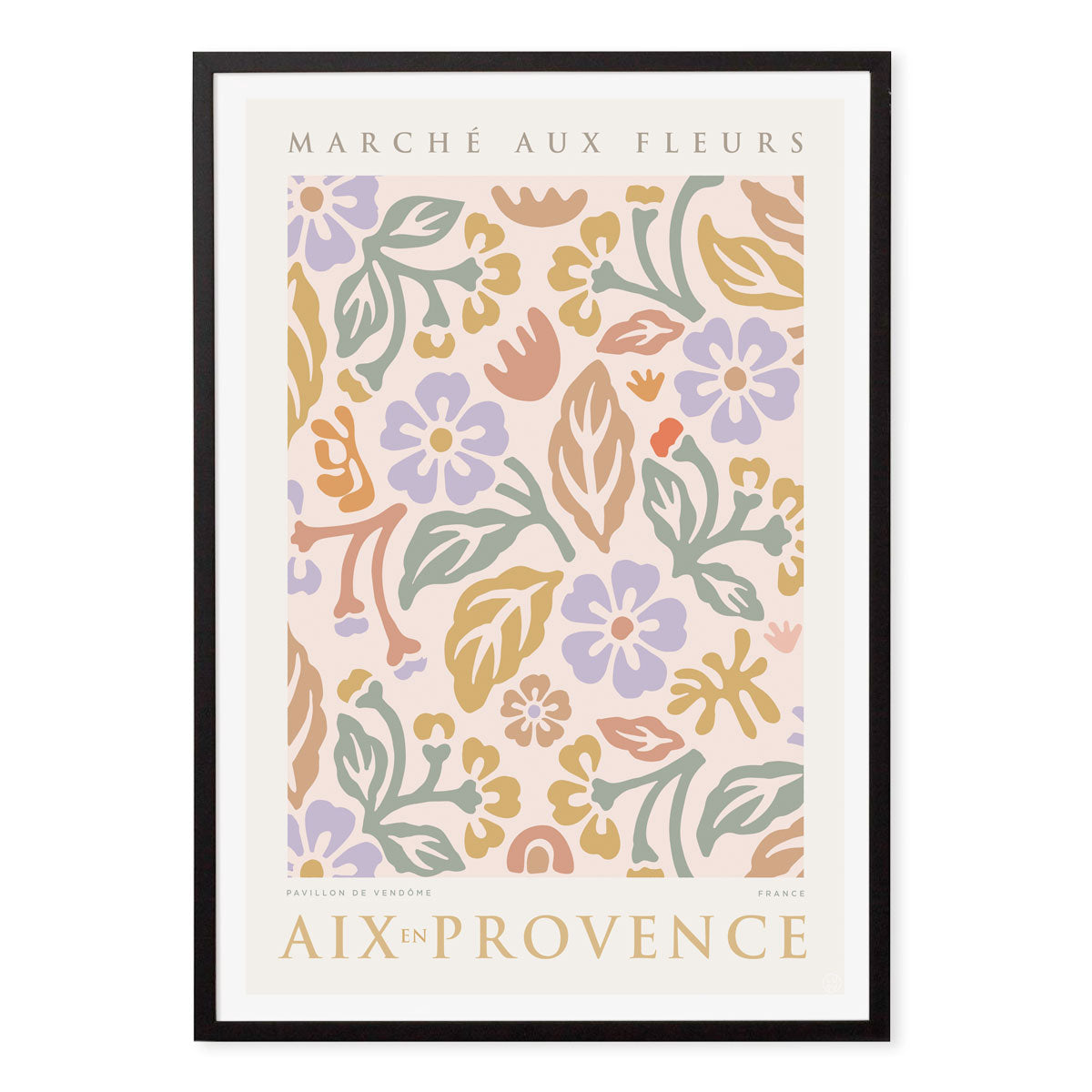 Aix en Provence retro poster print in black frame from Places We Luv