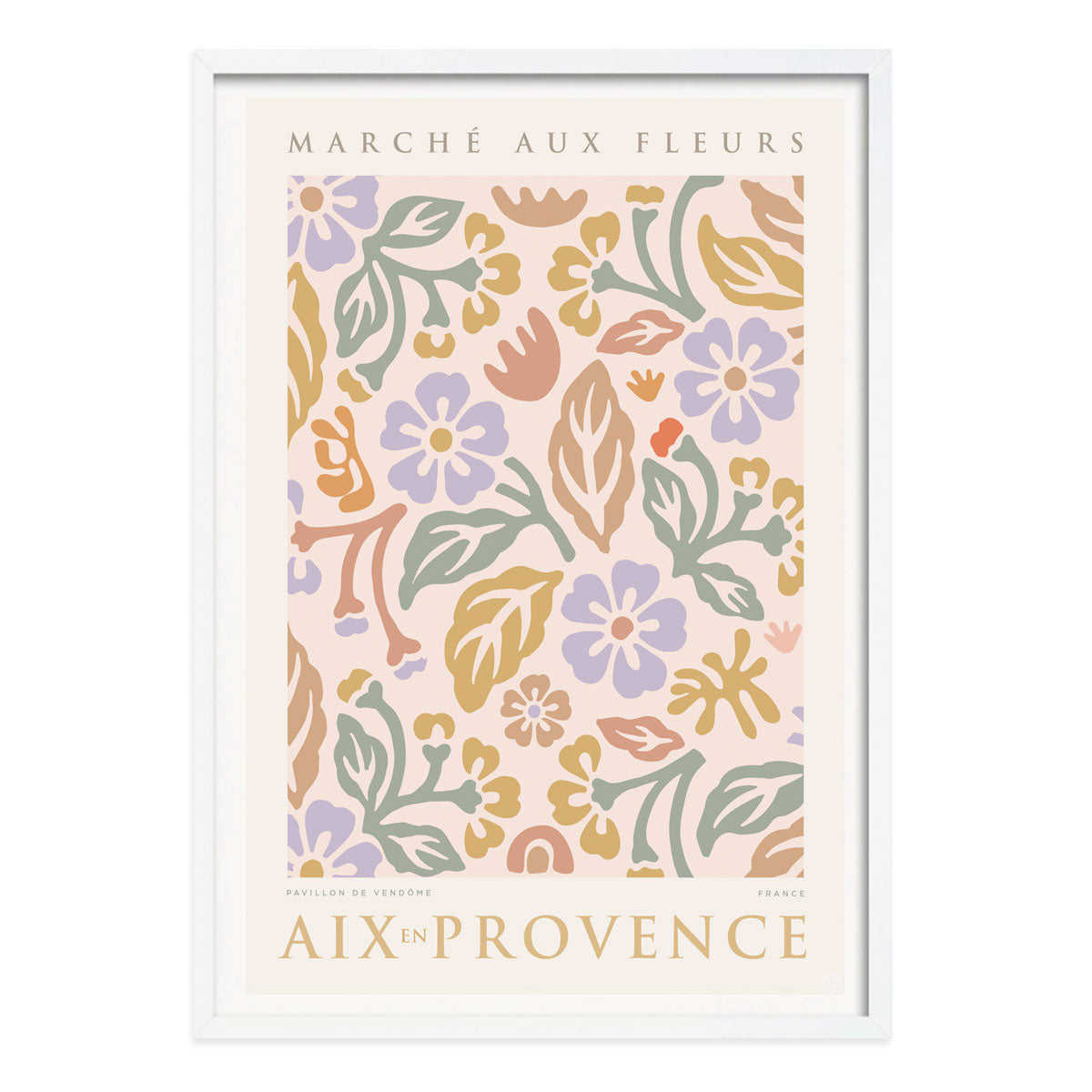 Aix en Provence retro poster print in white frame from Places We Luv