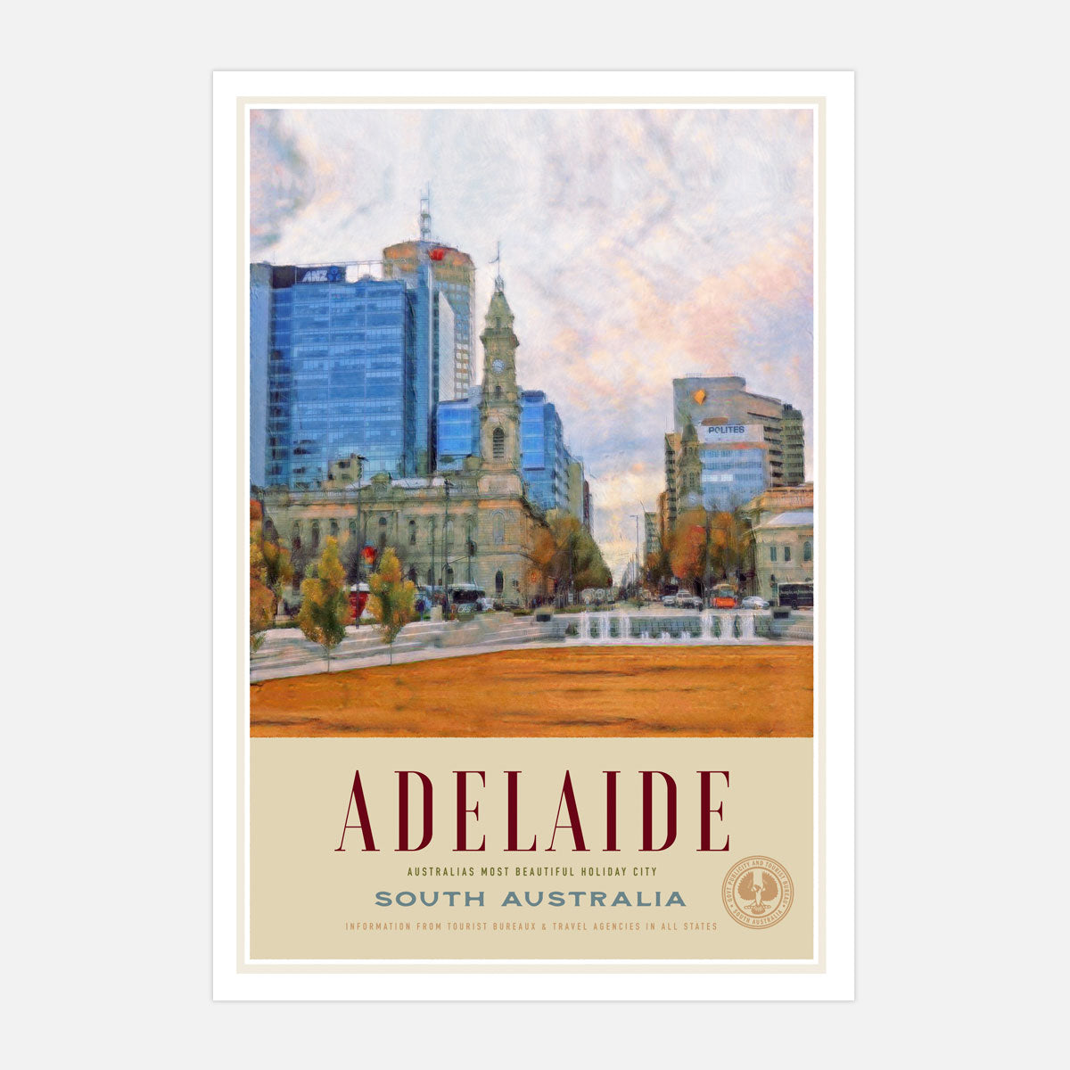 Adeliade SA Australia retro vintage print from Places We Luv