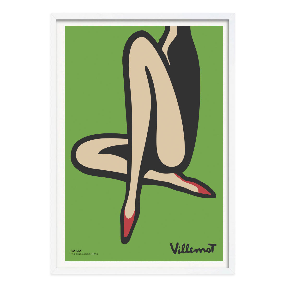 Villemot Bally retro vintage poster print in green with white frame from Places We Luv