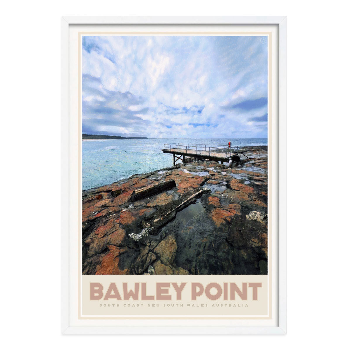 Bawley Point NSW retro vintage poster in white frame from Places We Luv