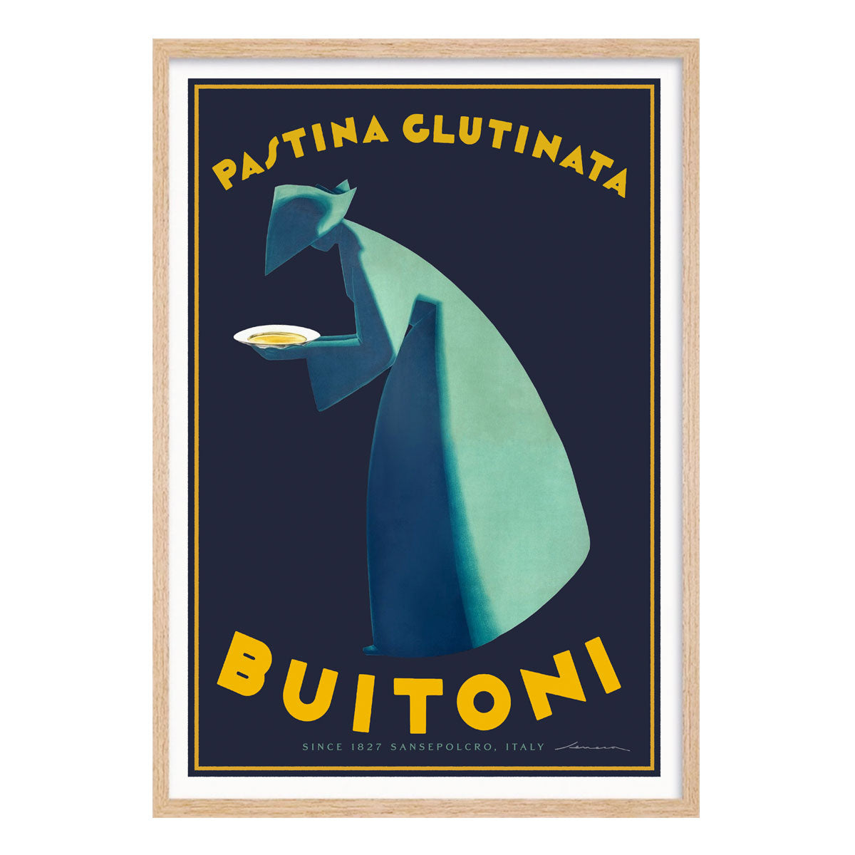 Buitoni Pasta Italy retro vintage poster print in oak frame from Places We Luv