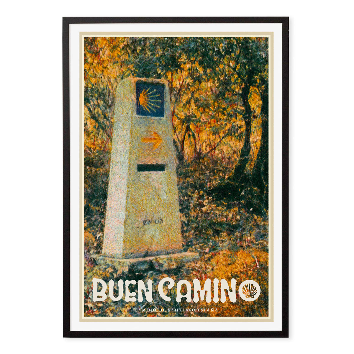 Camino Spain retro vintage print poster in black frame from Places We Luv