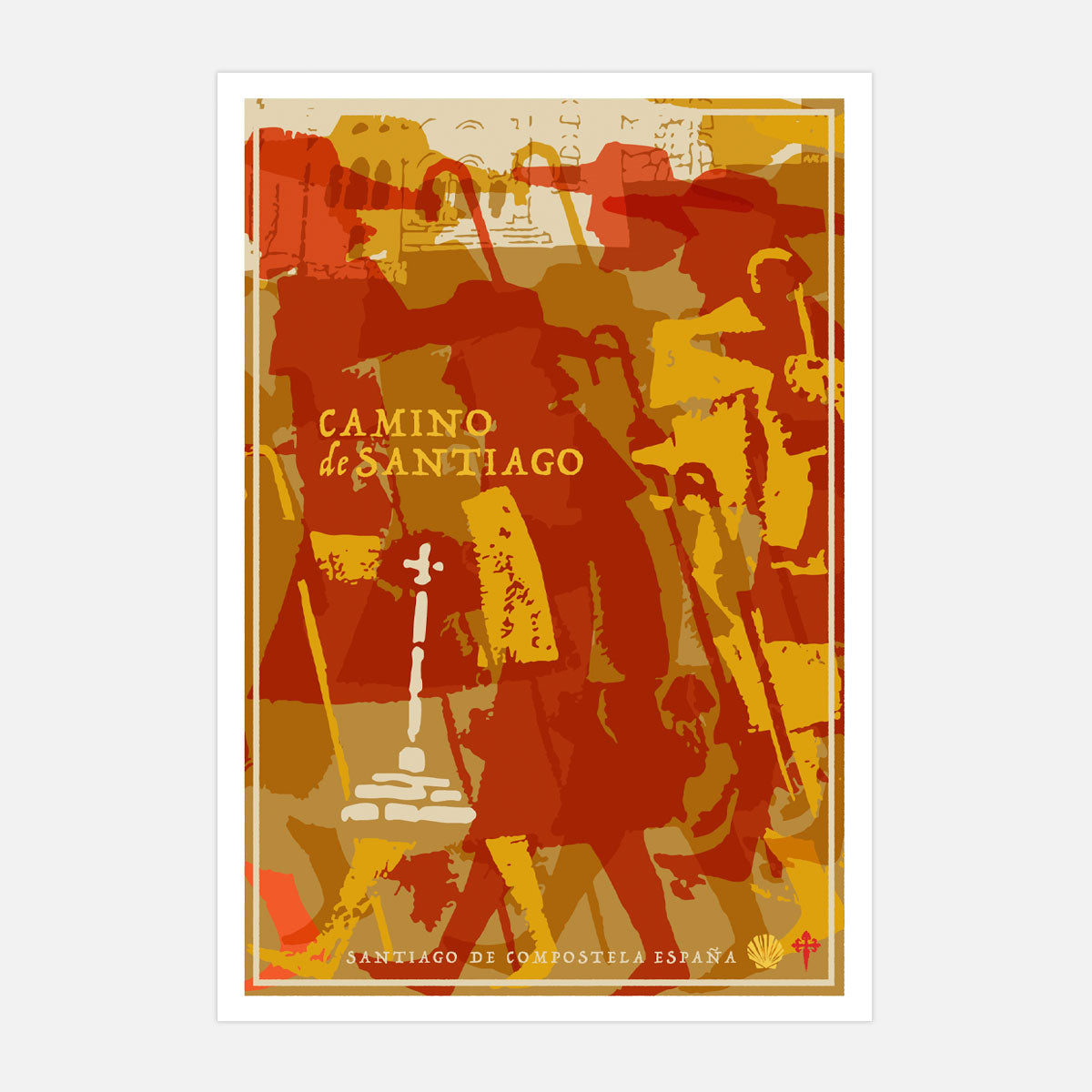 Camino d Santiago retro vintage poster from Places We Luv
