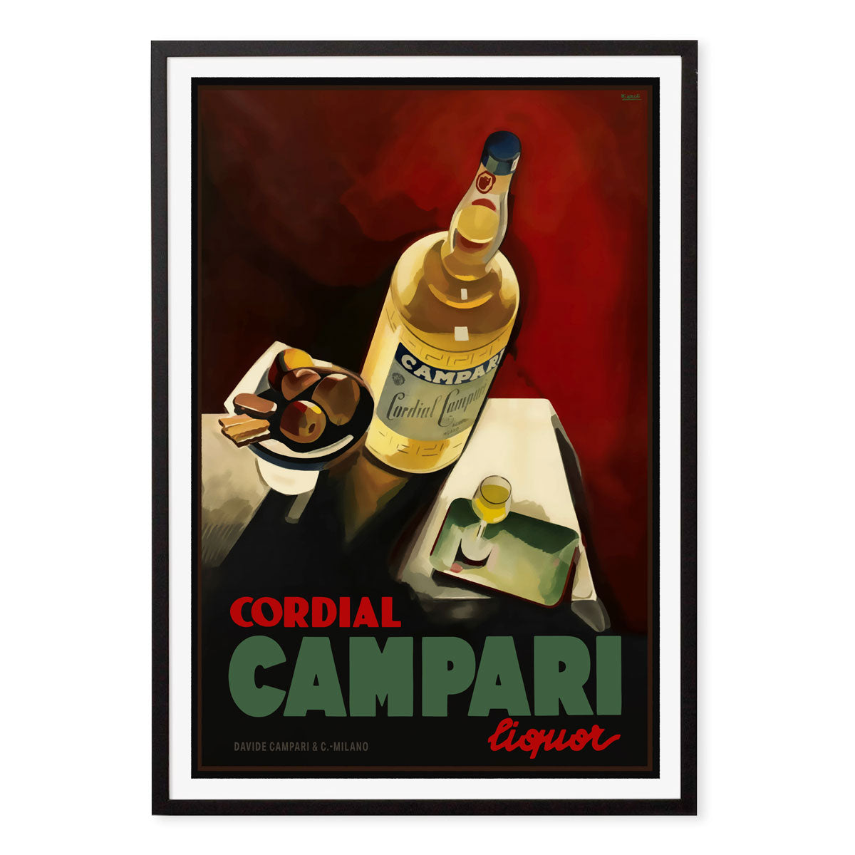 Cordial Campari Italy retro poster print in black frame from Places We Luv