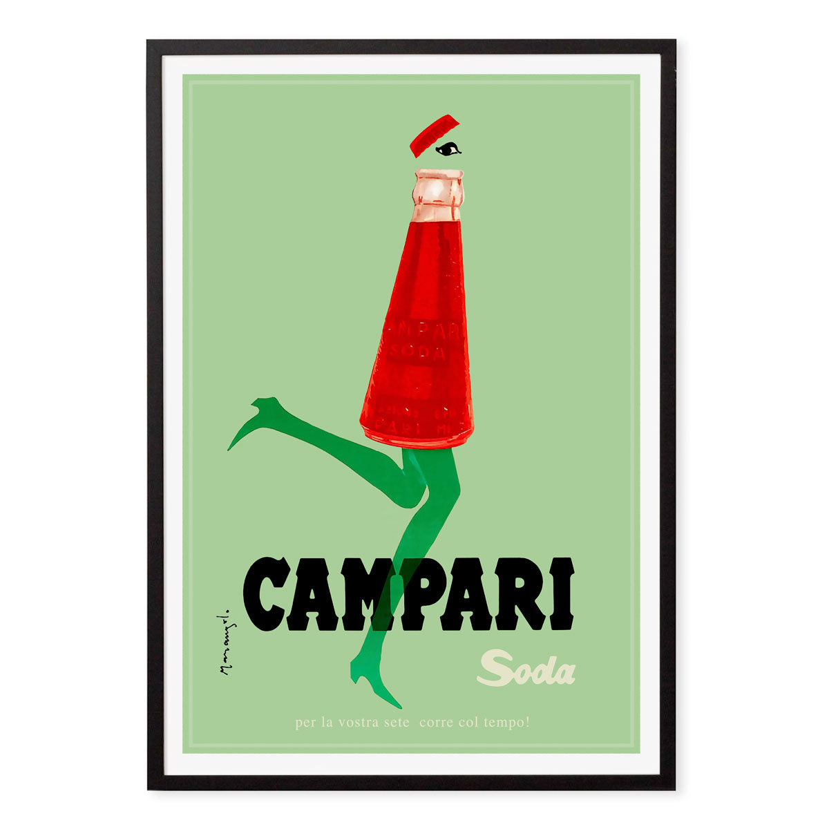 Campari Soda skipping retro vintage poster print in black frame from Places We Luv