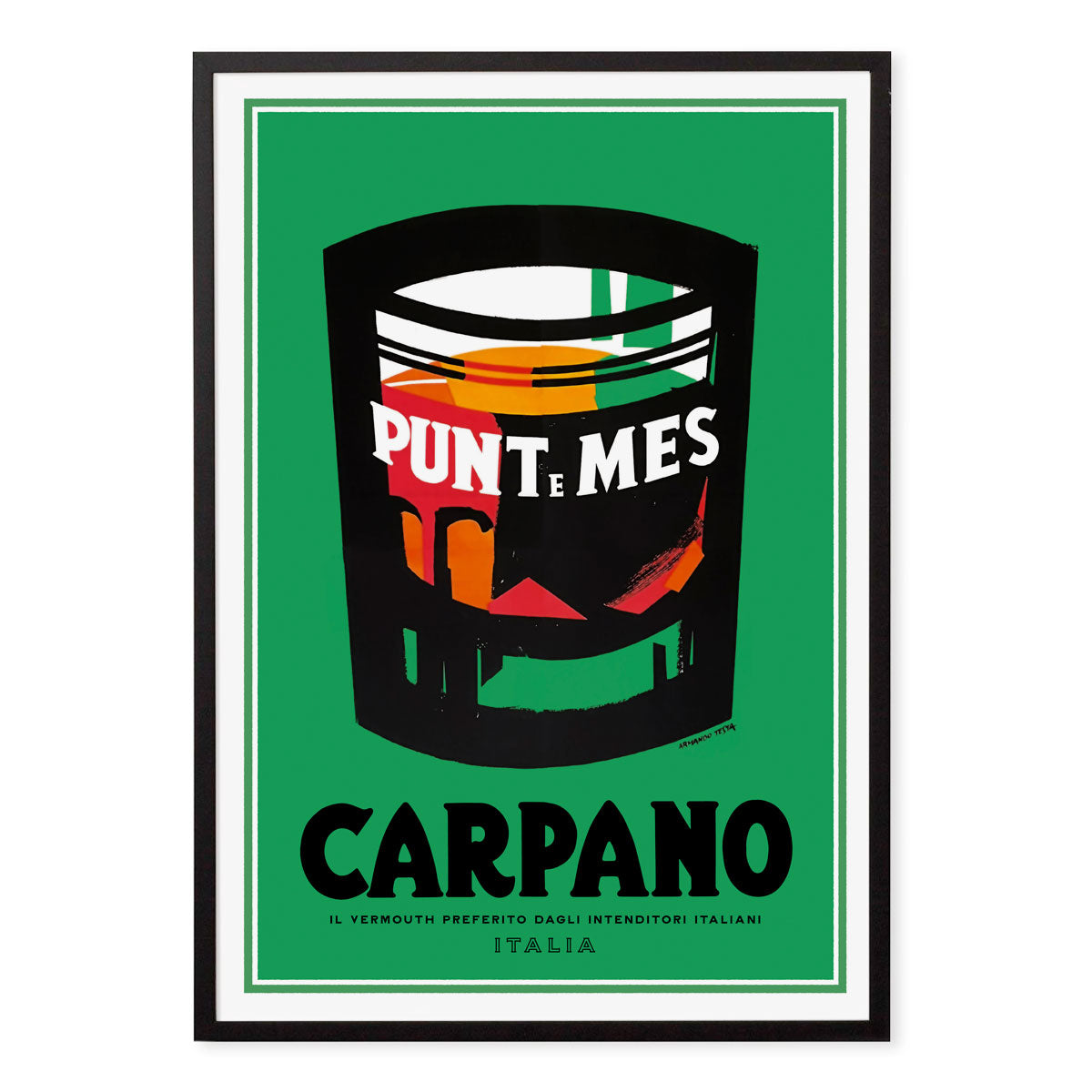Carpano Vermouth Italian retro vintage poster print in black frame from Places We Luv