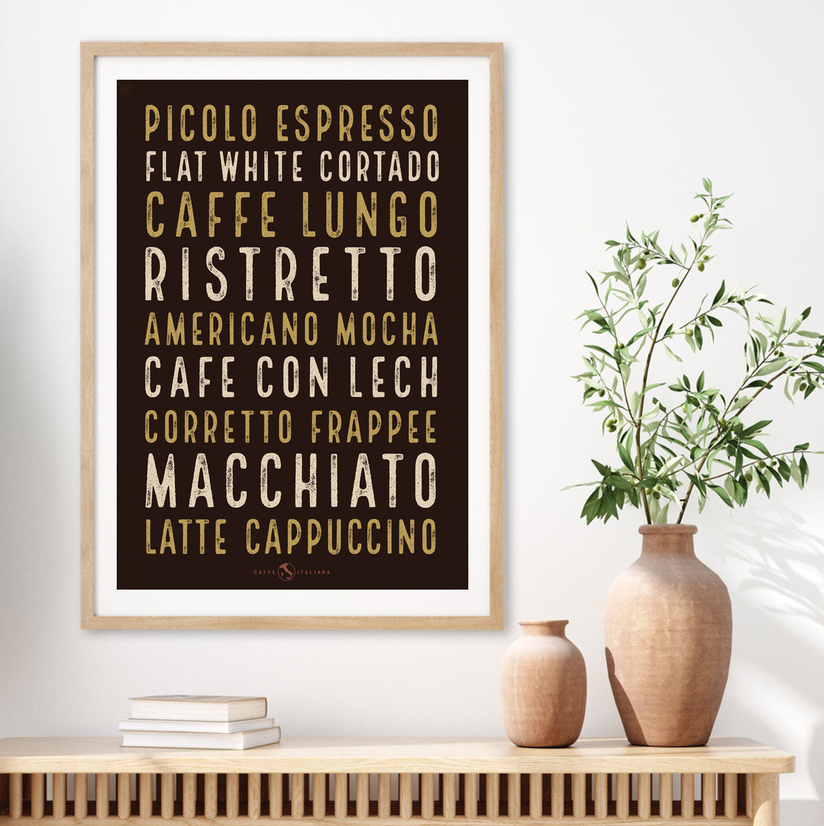 Italian cafe coffee retro poster print from Places We Luv