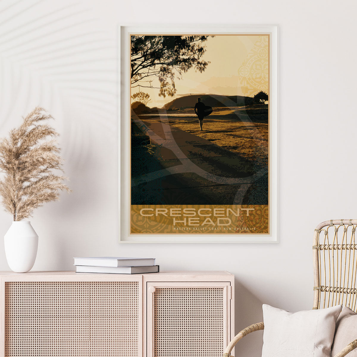 Poster retro surfer Crescent Head NSW Australian vintage print from Places We Luv