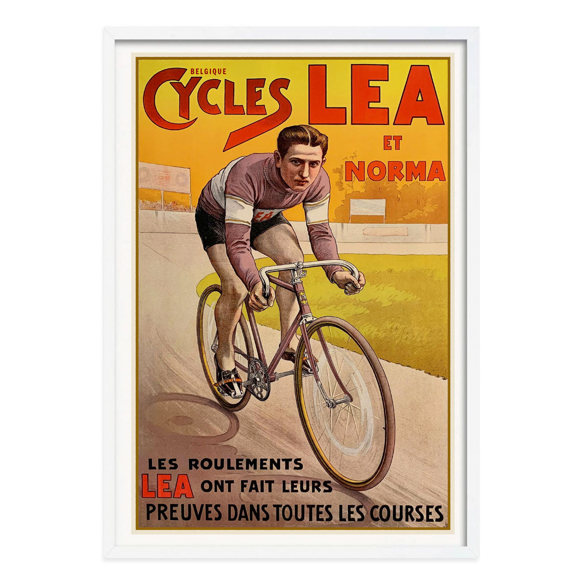 Cycles Lea french retro vintage poster print in white frame from Places We Luv