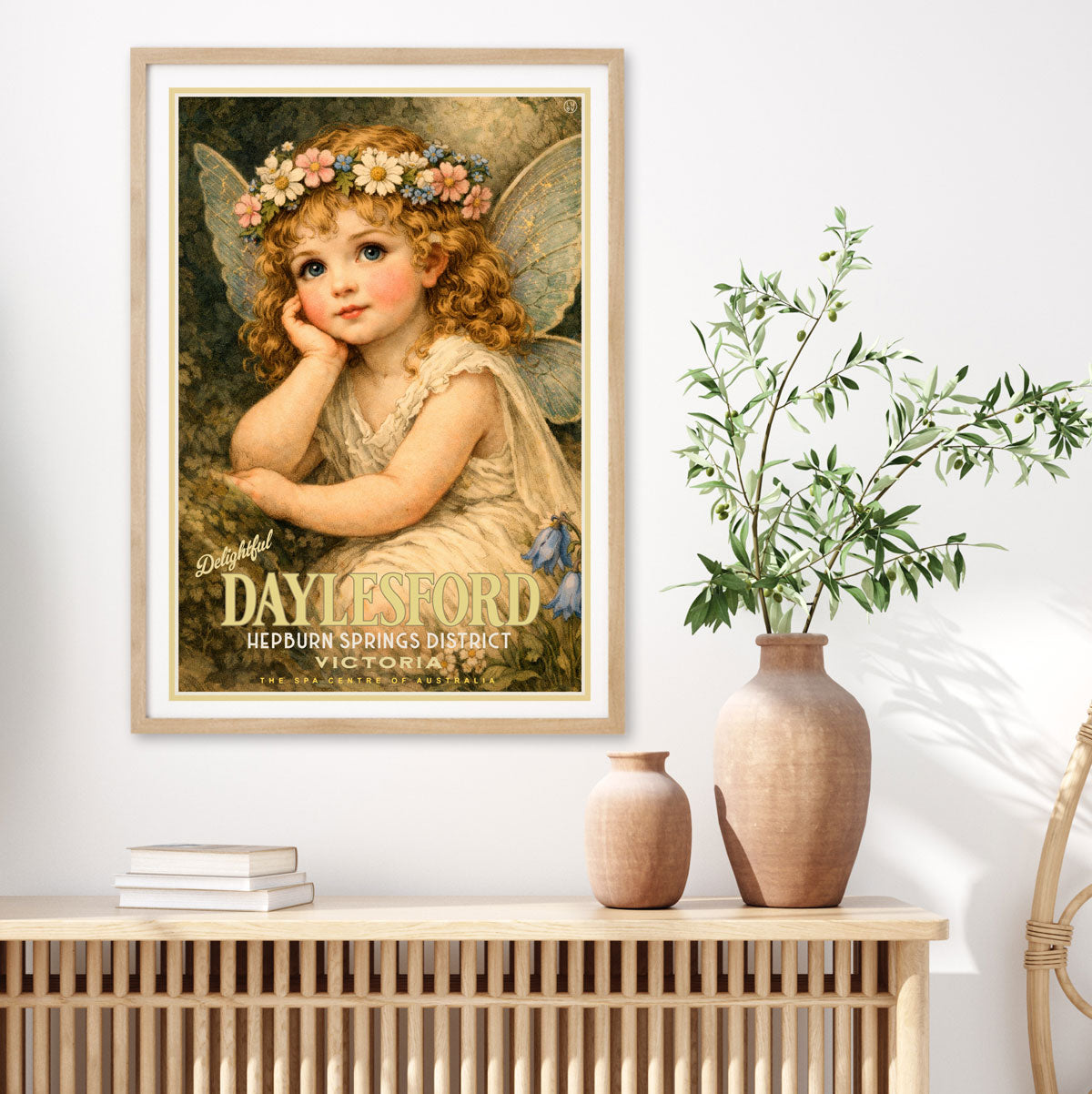 Daylesford Victoria Australia retro vintage poster print in lounge room from Places We Luv