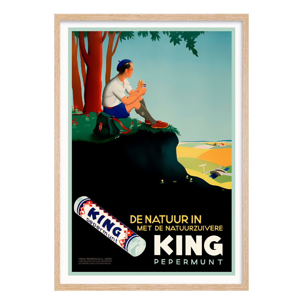 King mints dutch vintage retro poster in oak frame from Places We Luv