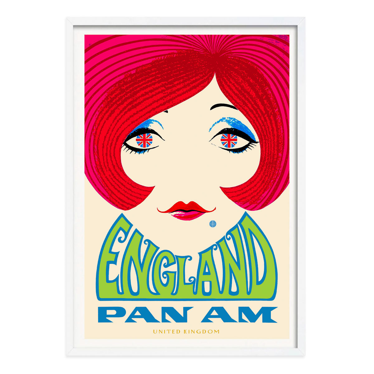 Pan Am England retro vintage travel white framed print from Places We Luv