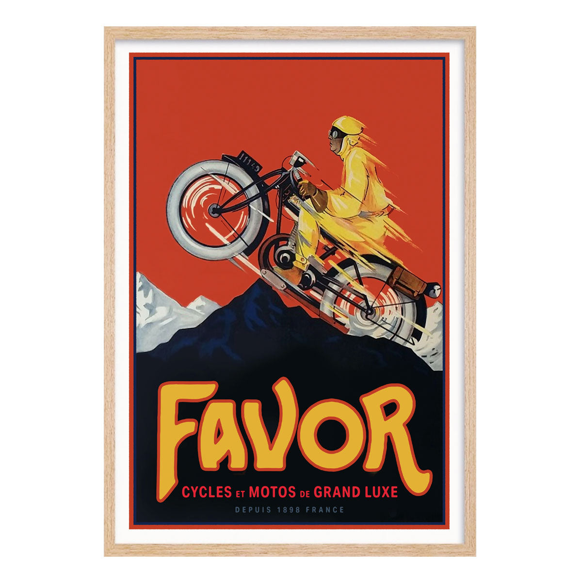 Favor France retro vintage poster print in oak frame from Places We Luv