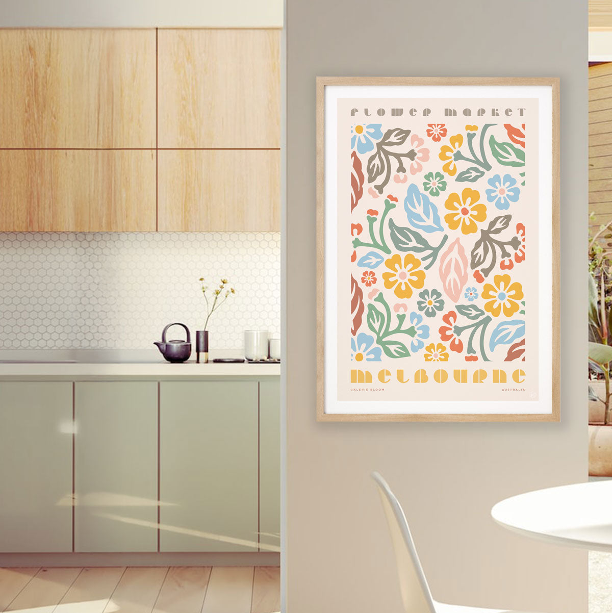 Melbourne Flower Market retro vintage poster in kitchen from Places We Luv