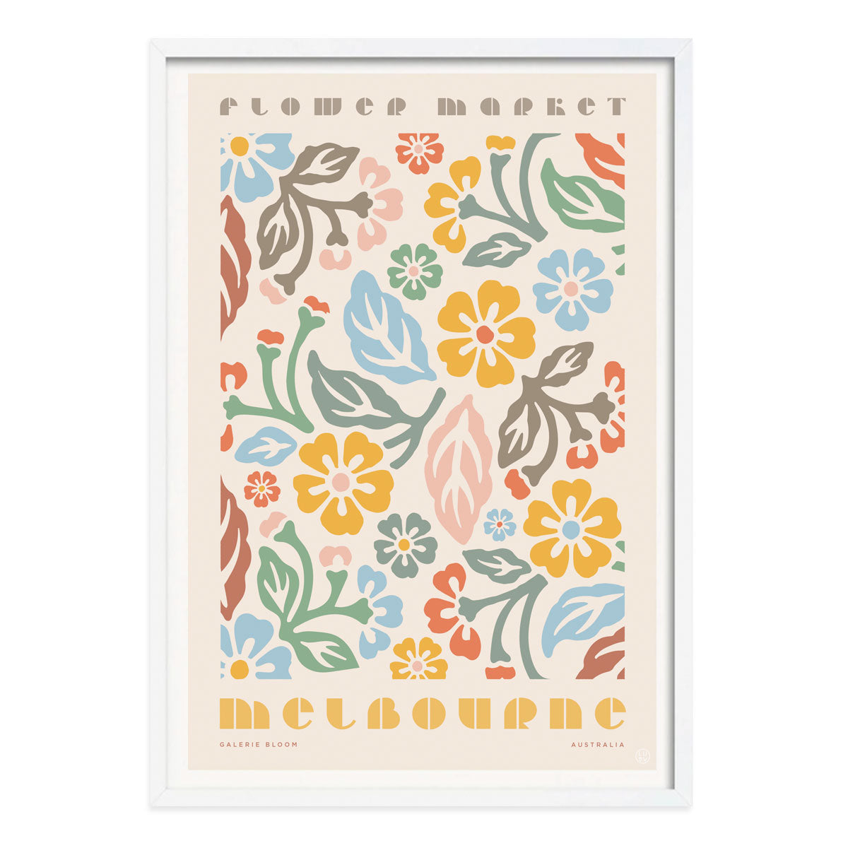 Melbourne Flower Market retro vintage poster in white frame from Places We Luv