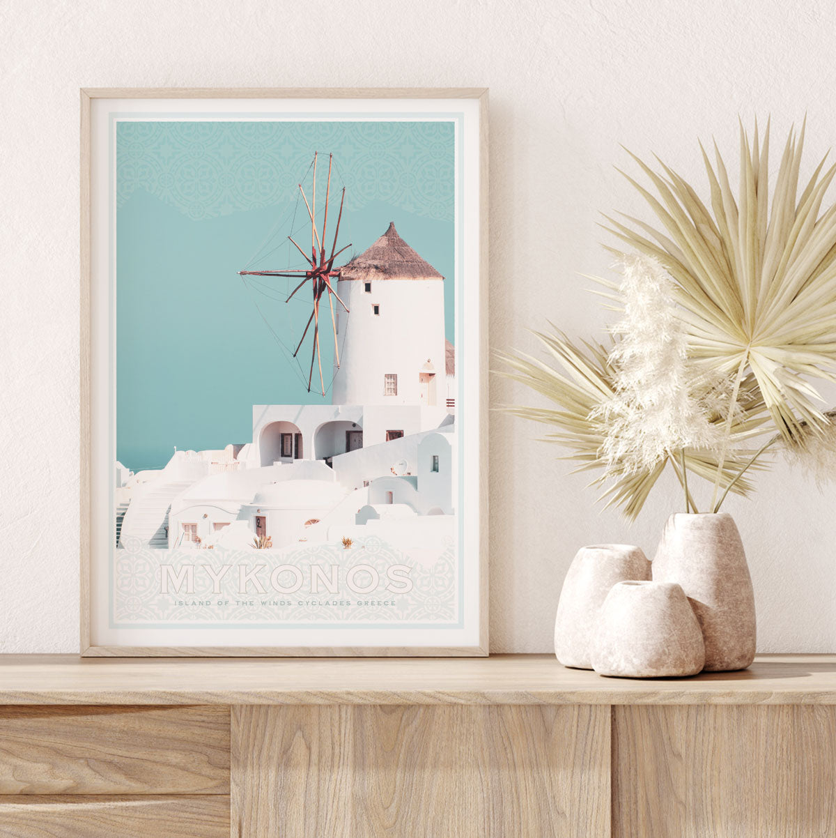 Mykonos Greek Island retro poster print from Places We Luv