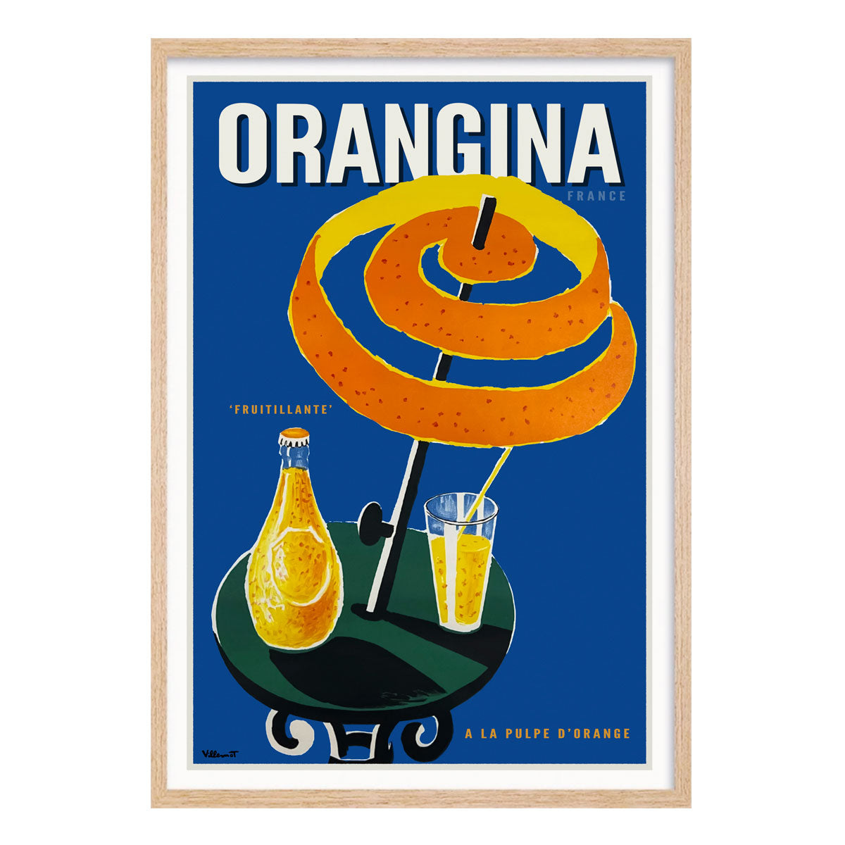 Orangina France retro vintage poster in oak frame from Places We Luv