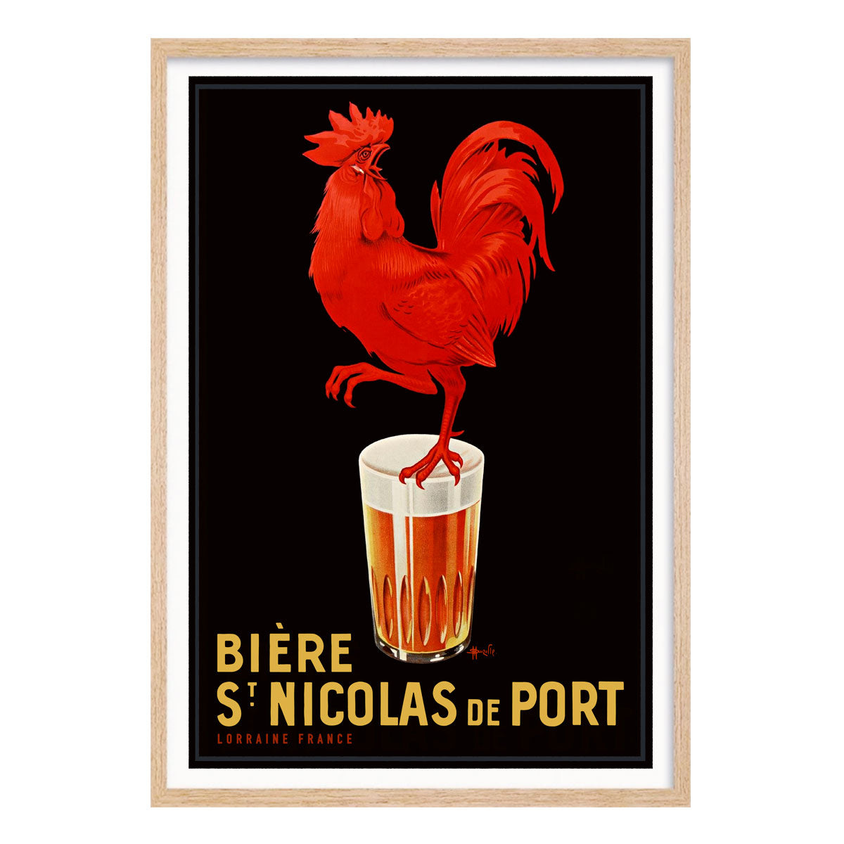 French Biere retro vintage poster print in oak frame from Places We Luv
