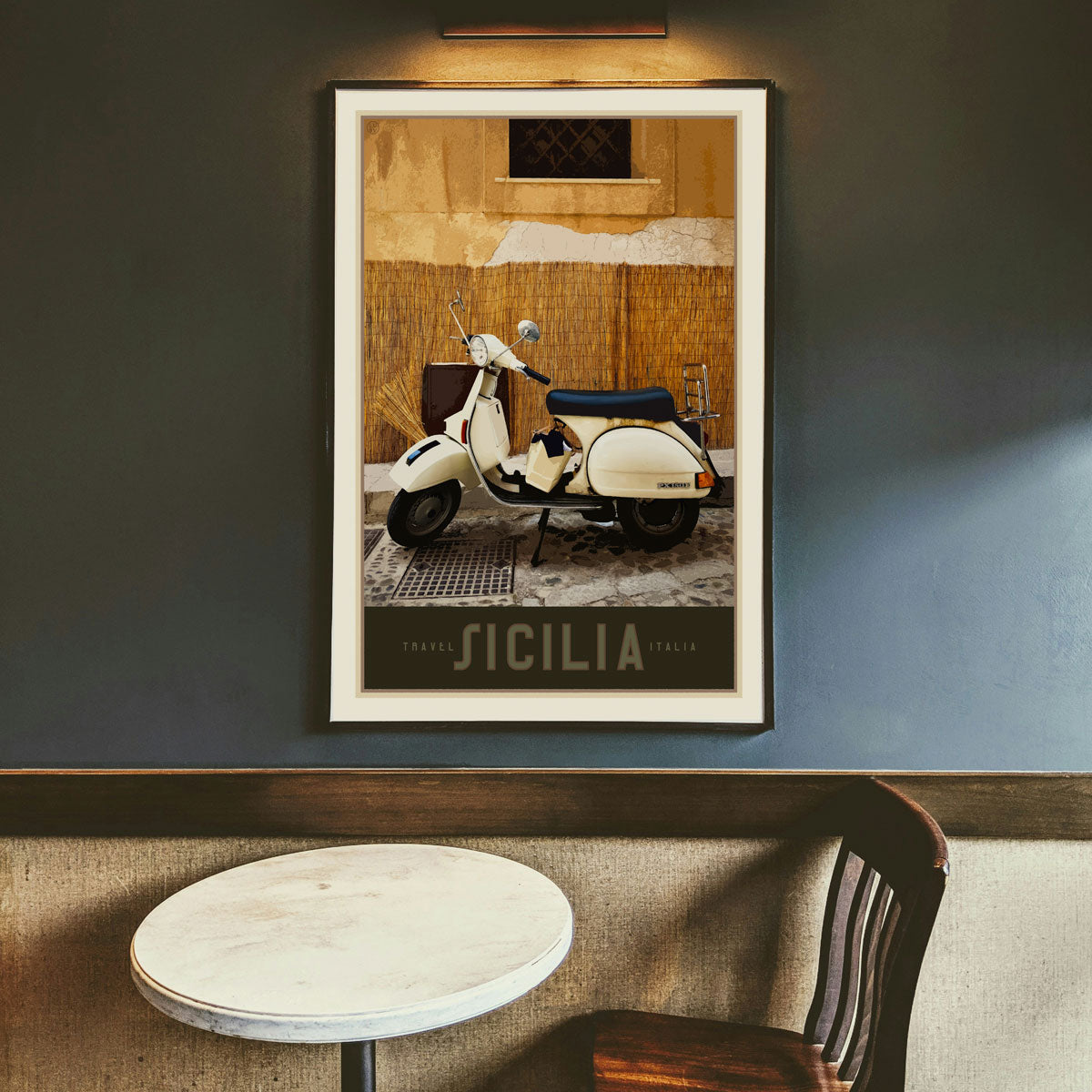 Poster Sicily Vespa retro vintage print from Places We Luv