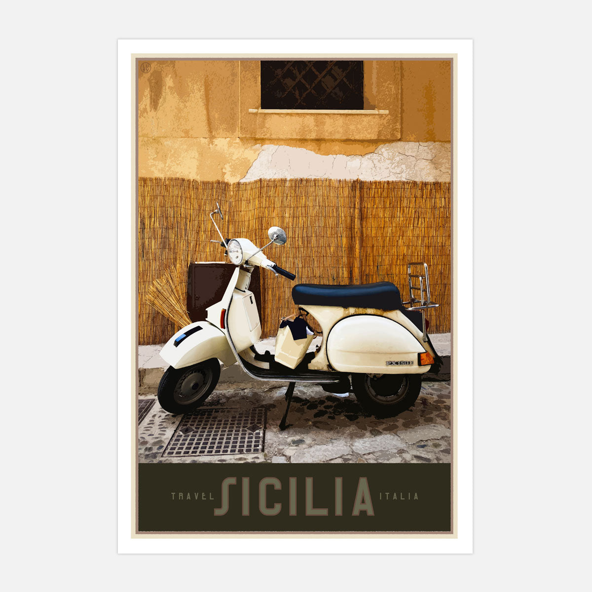Poster Sicily Vespa retro print from Places We Luv