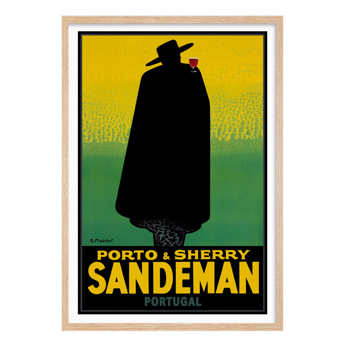 Sandeman Portuguese vintage retro poster in oak frame from Places We Luv