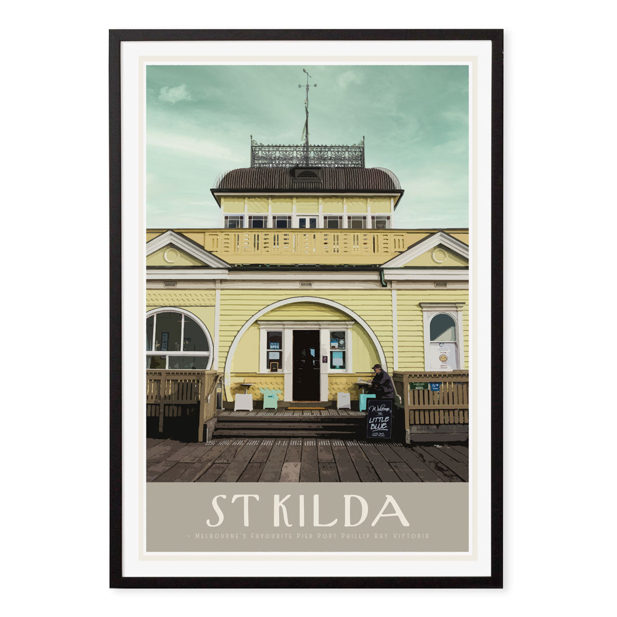 Melbourne poster, st kilda, retro vintage print in black frame from Places We Luv