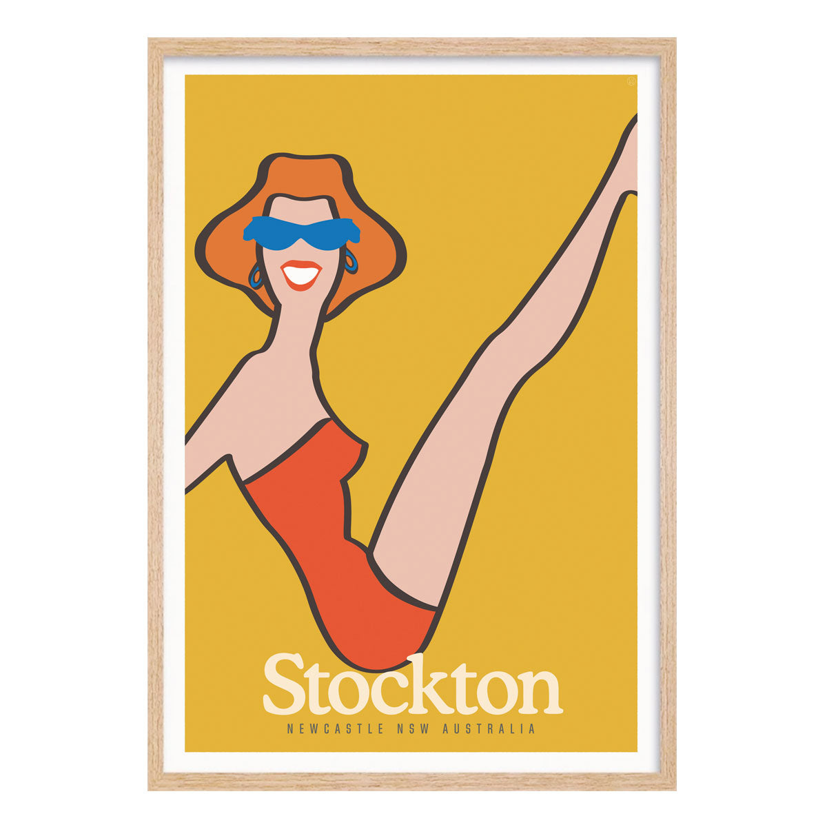 Stockton retro vintage print poster in oak frame from Places We Luv