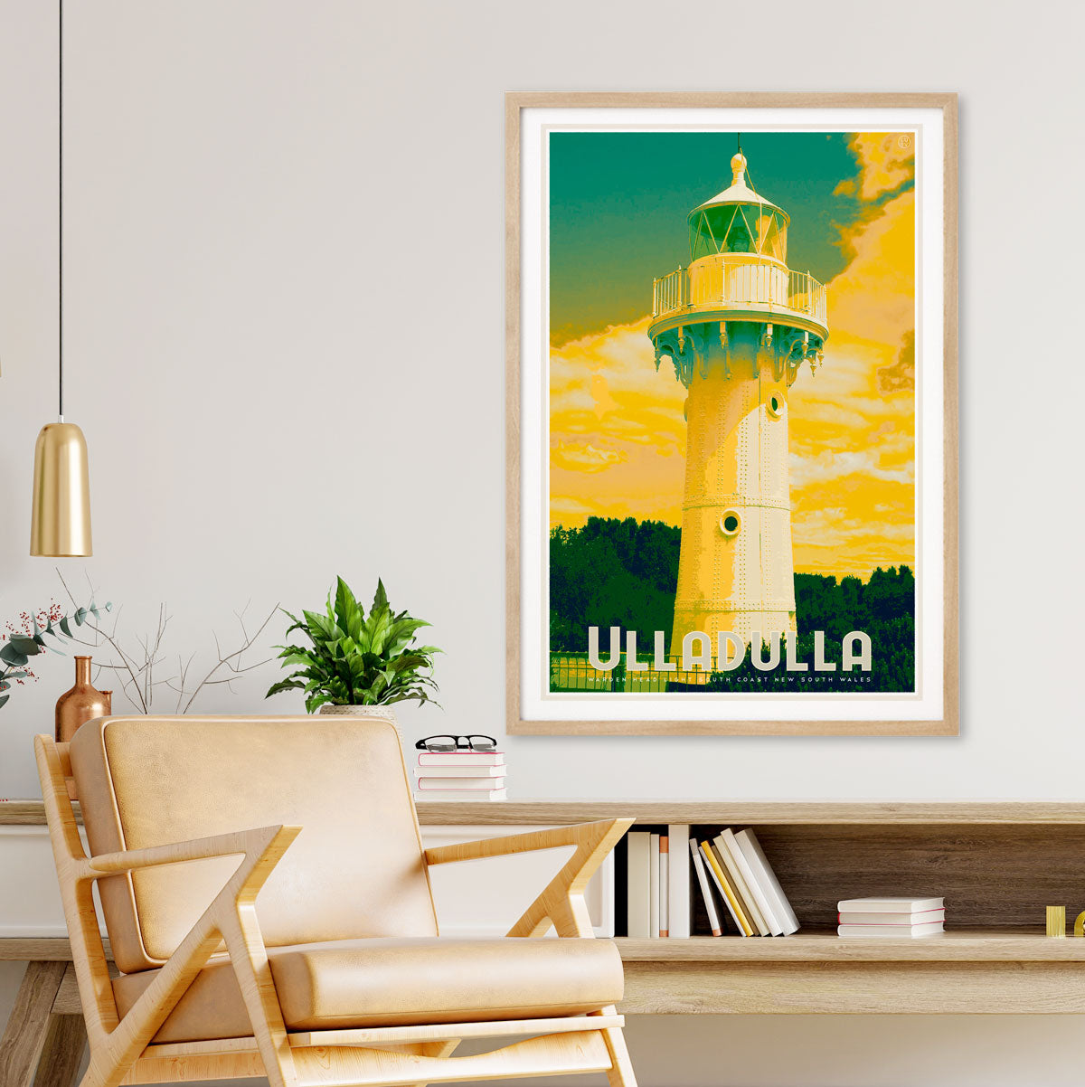 Ulladulla lighthouse vintage retro print from places we luv