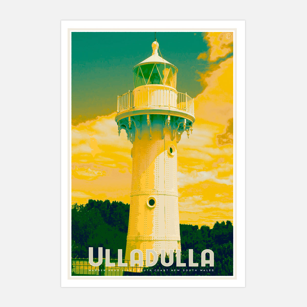 Ulladulla lighthouse vintage retro poster from places we luv
