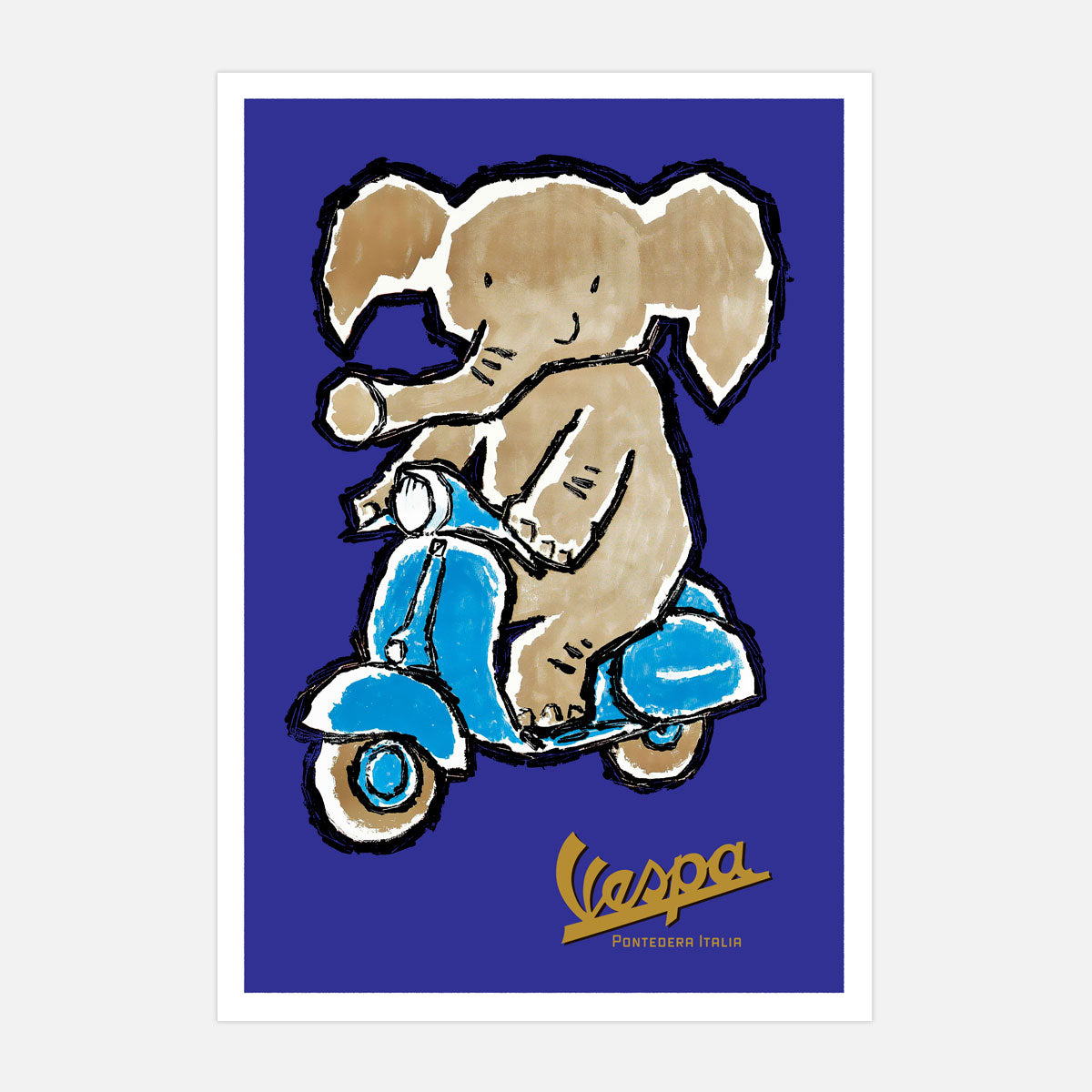 Elephant riding Vespa retro vintage poster from Places We Luv