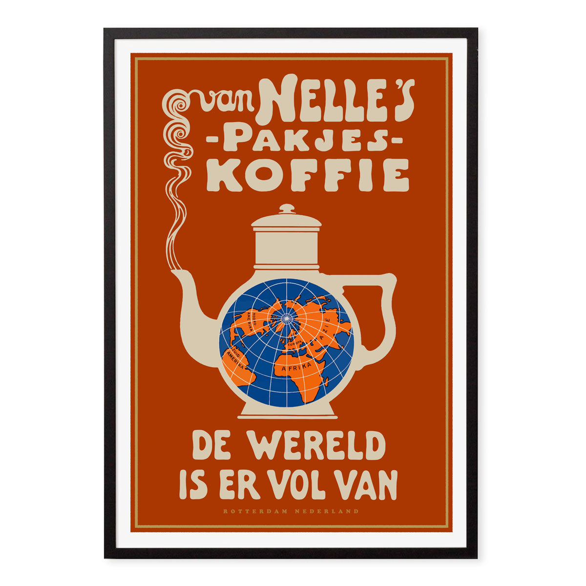 Van Nelles Coffee The Netherlands retro vintage poster print in black frame from Places We Luv