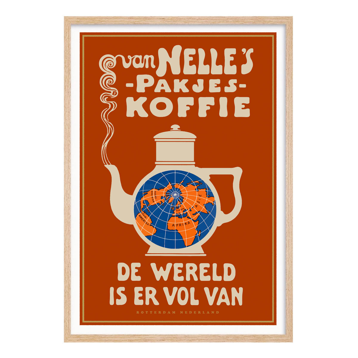 Van Nelles Coffee The Netherlands retro vintage poster print in oak frame from Places We Luv
