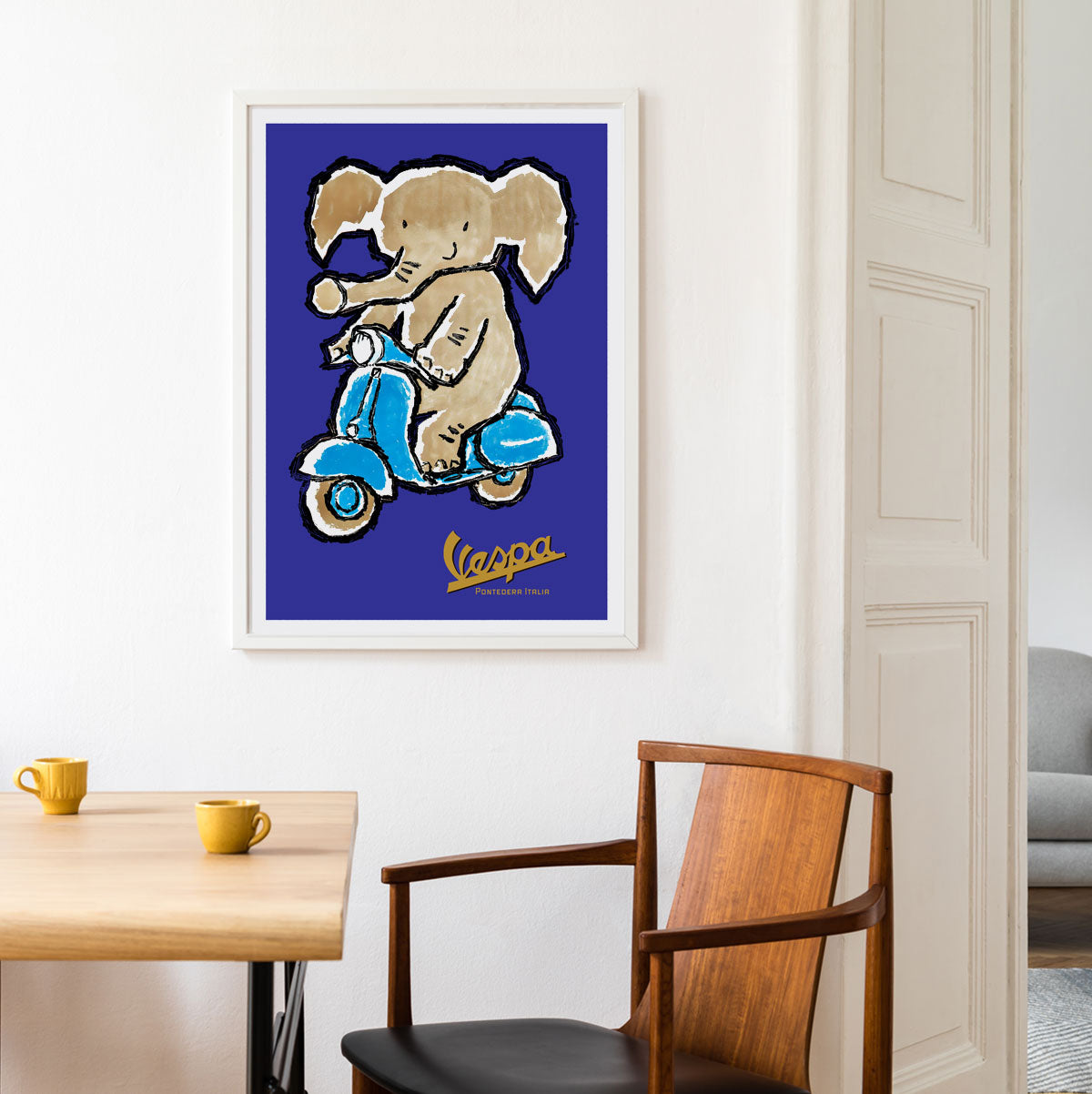 Elephant riding Vespa retro vintage print from Places We Luv