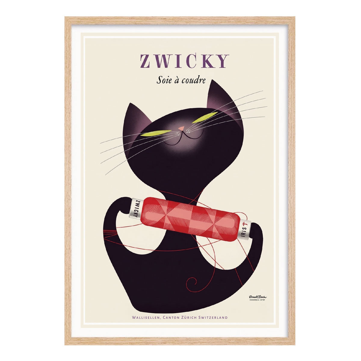 Zwicky Swiss retro vintage advertising poster in raw oak frame from Places We Luv