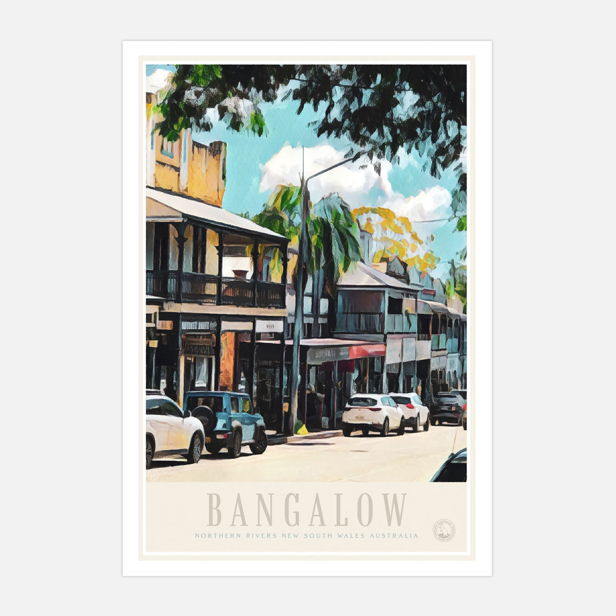 Bangalow vintage retro travel poster print from Places We Luv