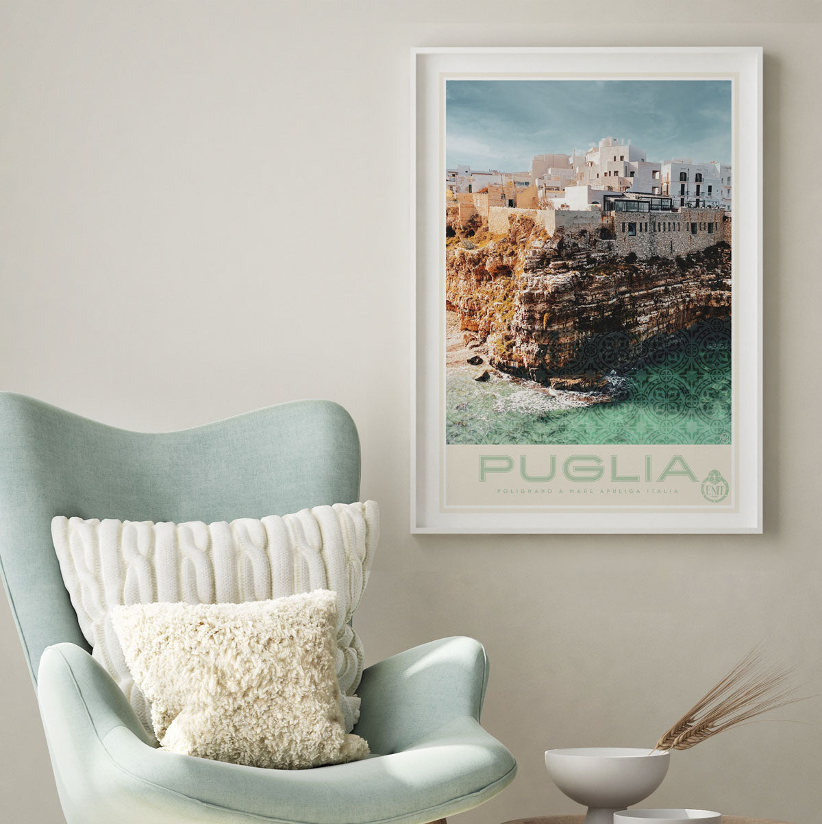 Puglia coast retro vintage print from Places We Luv