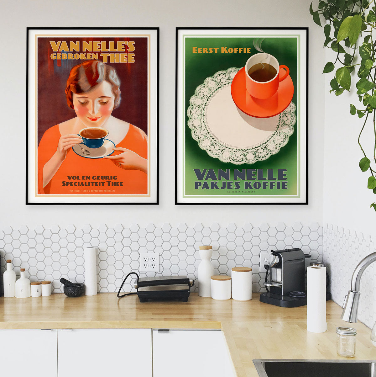 Dutch Van Nelle Coffee retro advertising poster in kitchen from Places We Luv