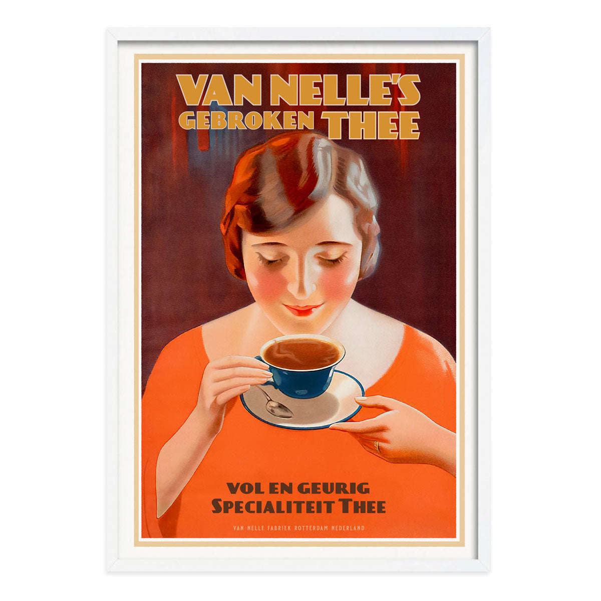 Dutch Tea Van Nelle advertising retro poster in white frame from Places We Luv