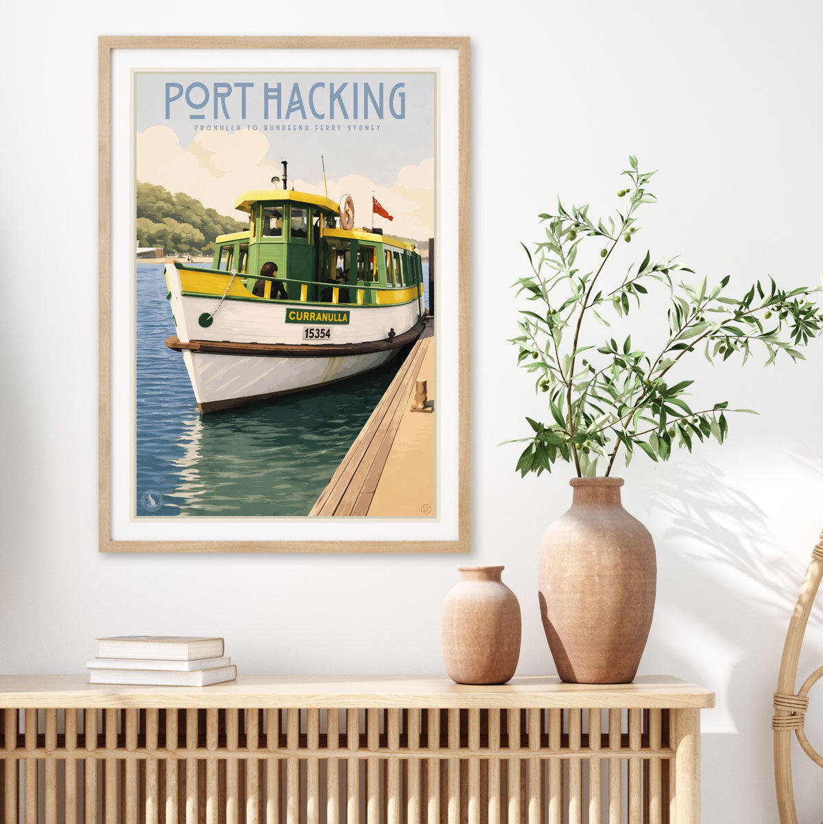Port hacking Ferry Cronulla retro vintage poster print from Places We Luv