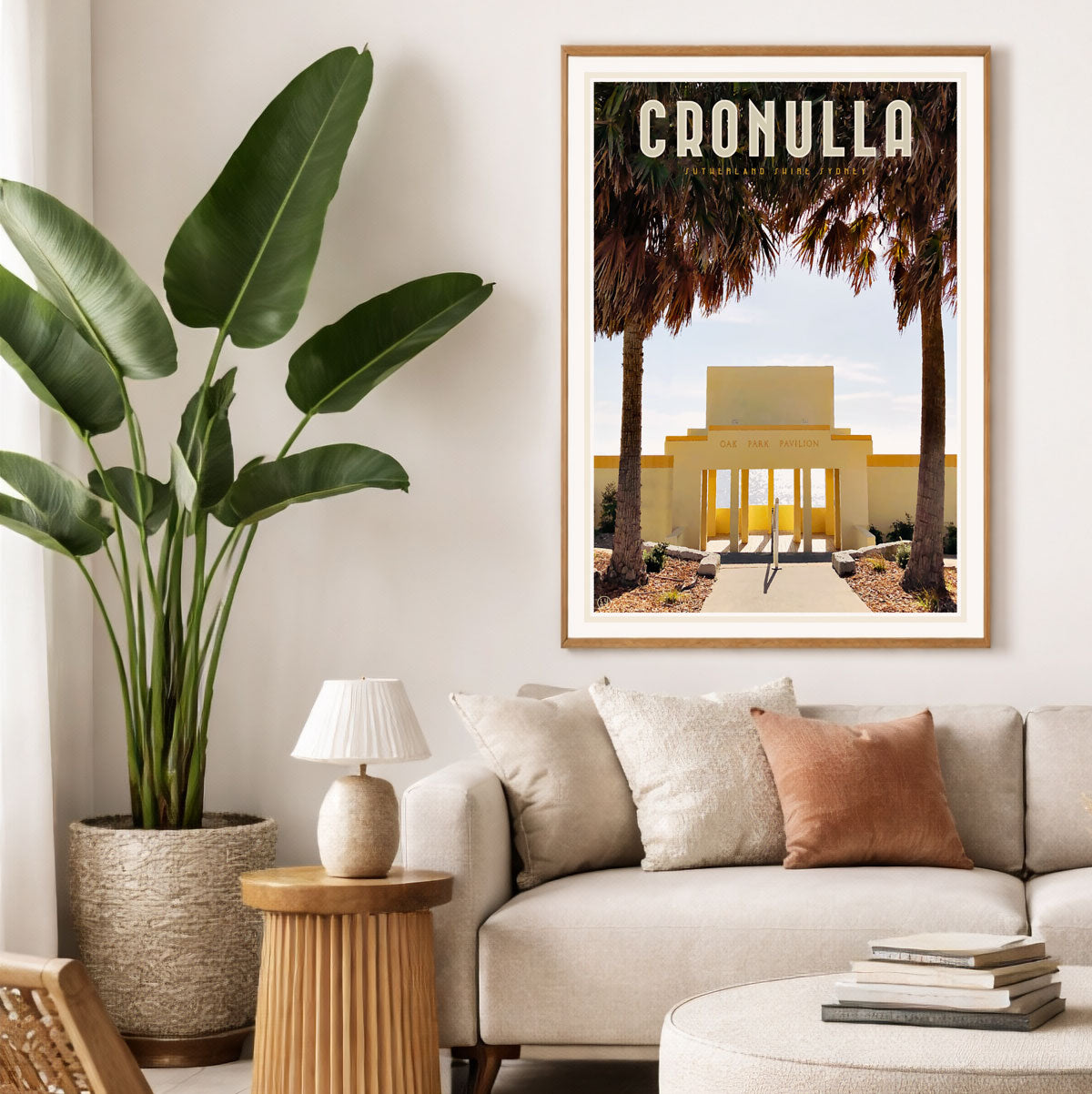 Cronulla Oak Park vintage retro poster in lounge room framed from Places We Luv