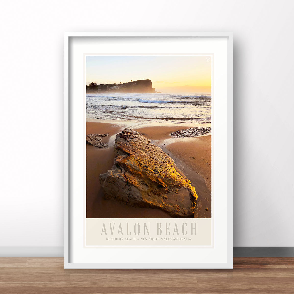 Avalon Beach golden sands vintage retro poster print from Places we Luv