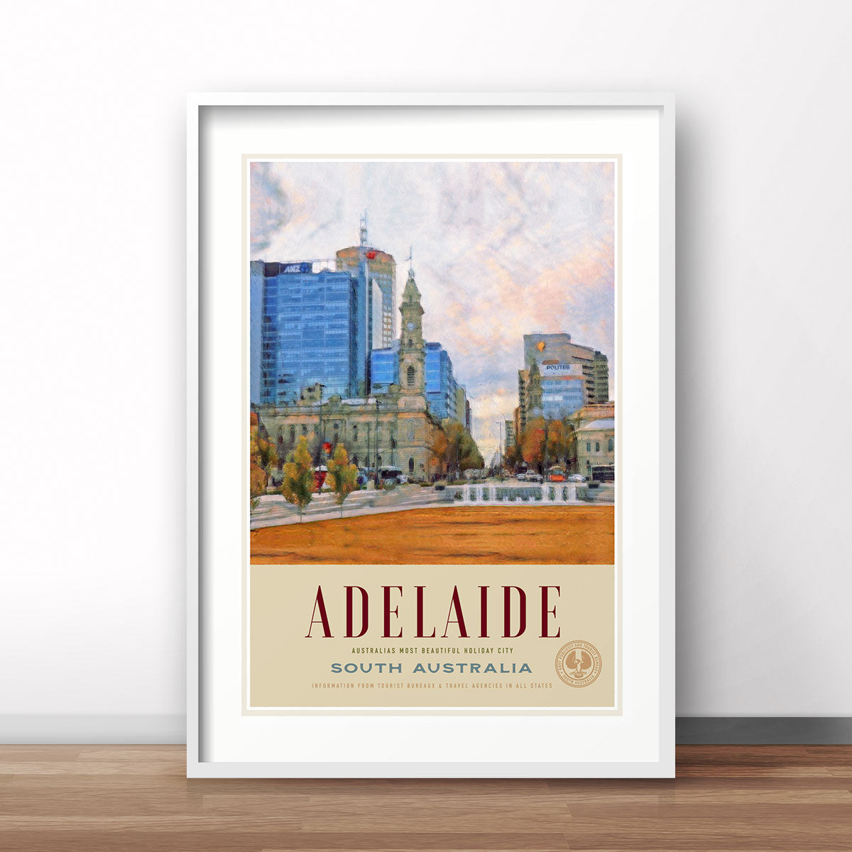 Adeliade SA Australia retro vintage poster print from Places We Luv