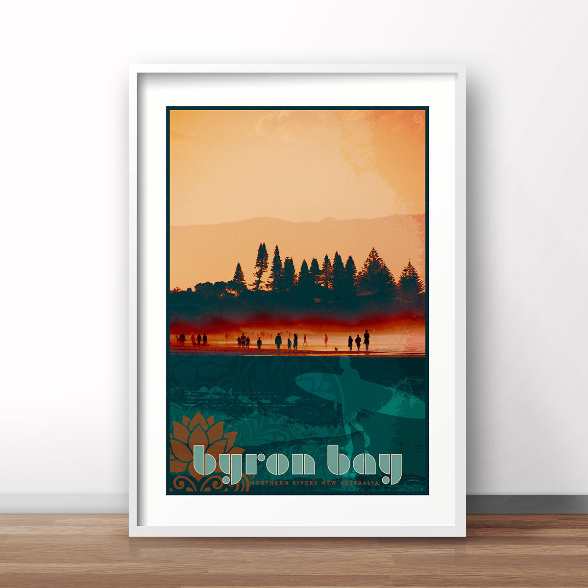 Byron Bay Beach retro vintage poster print from Places We Luv