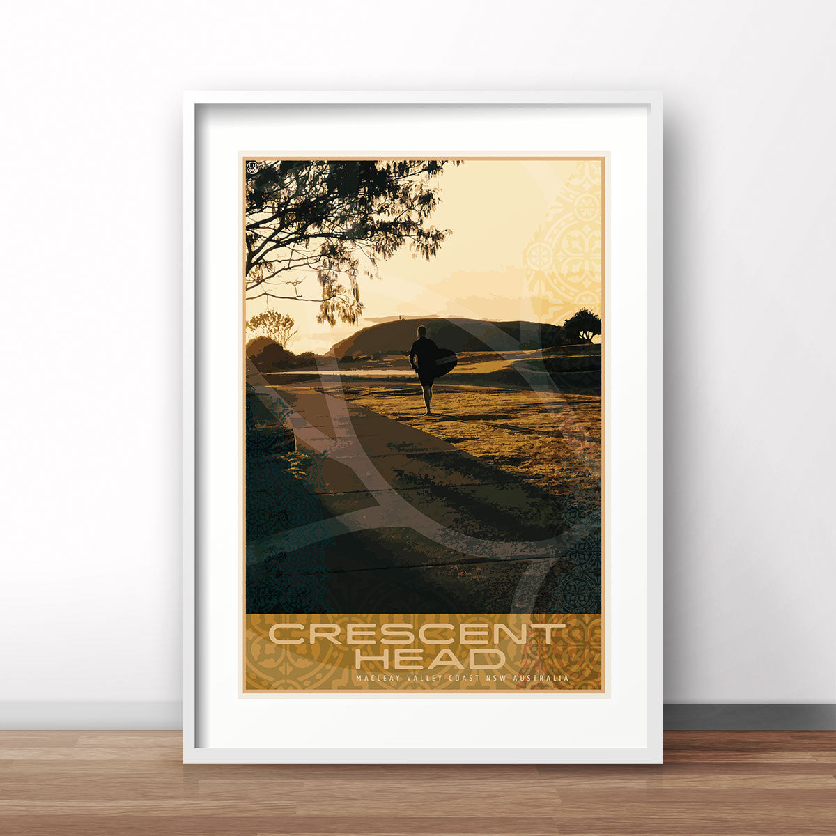 Poster retro surfer Crescent Head NSW Australia vintage print from Places We Luv