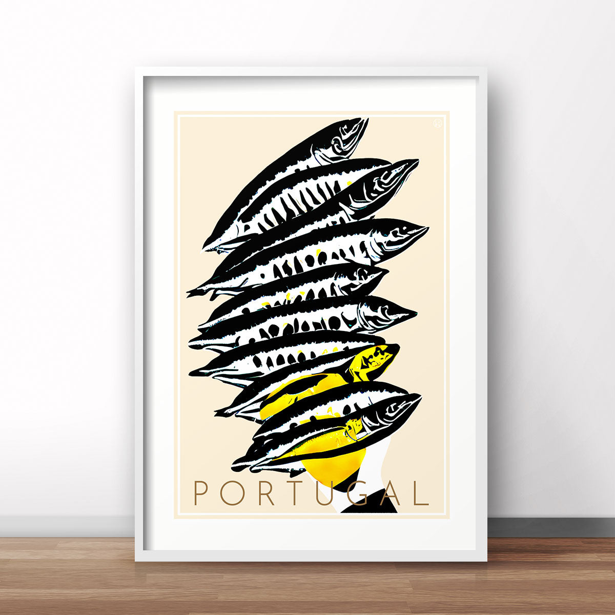 Sardines Portugal retro vintage poster in frame from Places We Luv