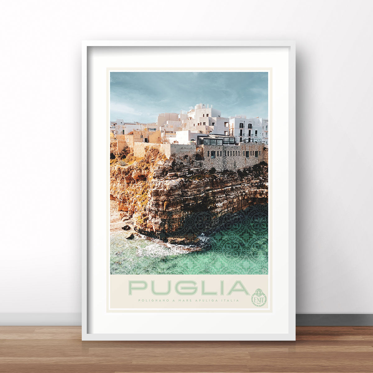 Puglia coast retro vintage poster print from Places We Luv