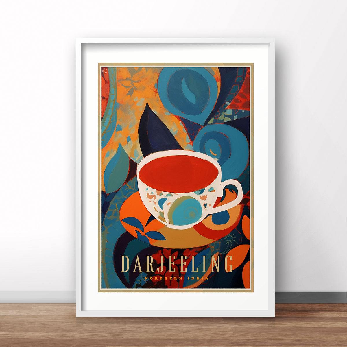 Darjeeling retro vintage tea poster print from Places We Luv