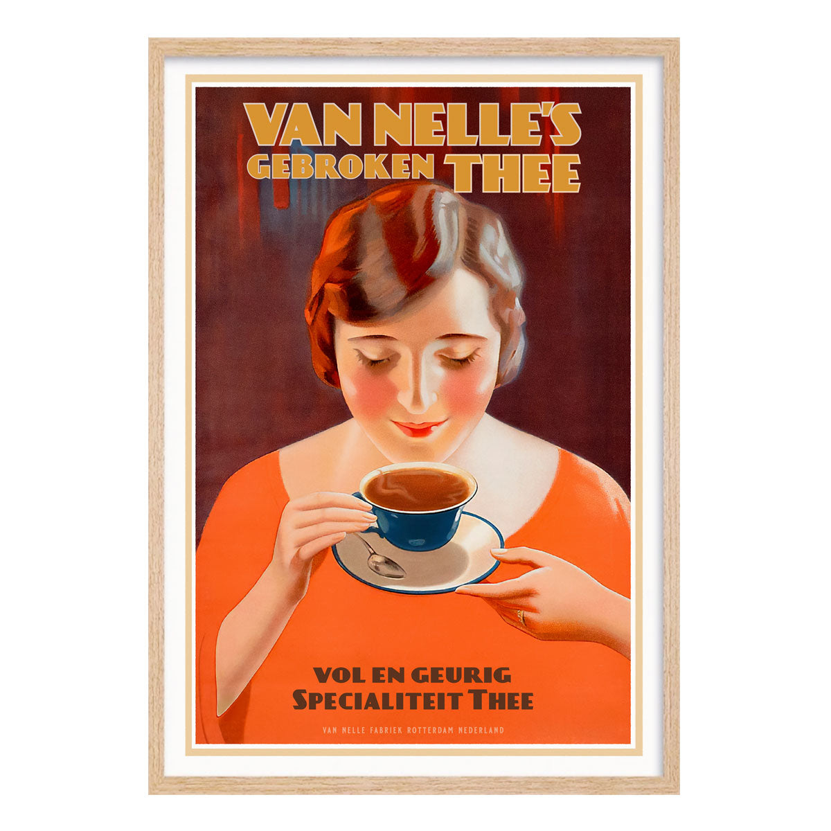 Dutch Tea Van Nelle advertising retro poster in oak frame from Places We Luv