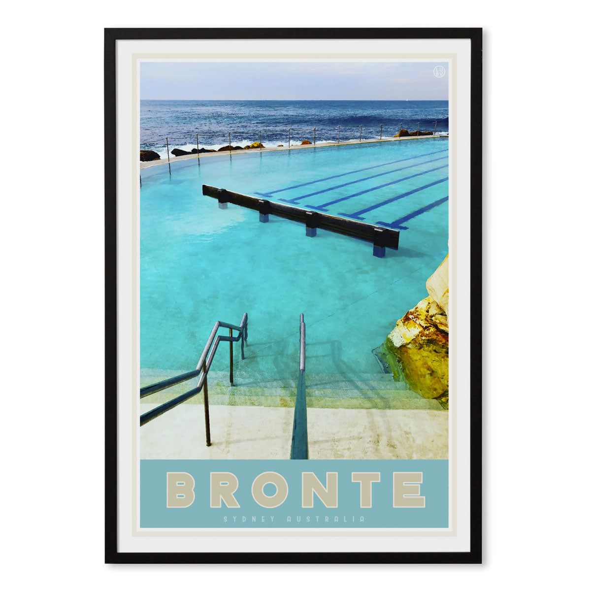Bronte pool vintage travel style print by places we luv